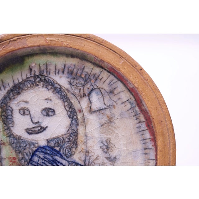 1970 Outsider Art Figural Stoneware Decorative Plate For Sale - Image 10 of 13