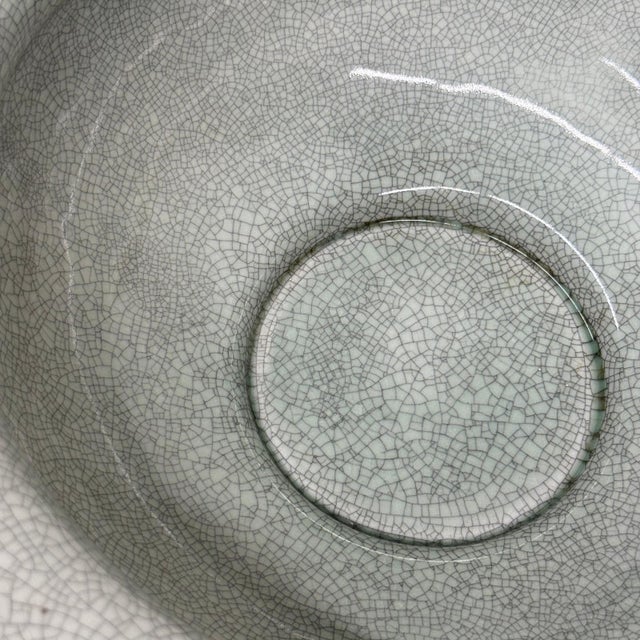 Fine Crackle Glazed Green Ceramic Bowl For Sale - Image 10 of 10