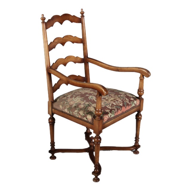 Vintage Baroque Style Armchair in Walnut, 1940 For Sale