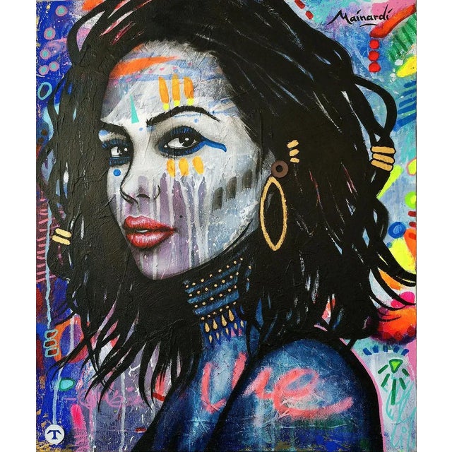 Early 21st Century Thomas Mainardi, Le Saphir d'Abou Simbel, Mixed Media on Canvas For Sale - Image 5 of 5