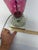 Stone Vintage Cranberry Cut-to-Clear Glass Table Lamp on Marble Base For Sale - Image 7 of 10