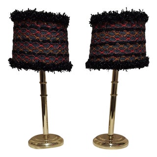 Vintage Table Lamps with Brass Bases and Fabric Shades from Lamplove, 1990s, Set of 2 For Sale