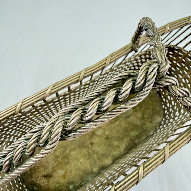 French Woven Silver Metal Wine Bottle Carrier and Server - 1930s For Sale - Image 4 of 17