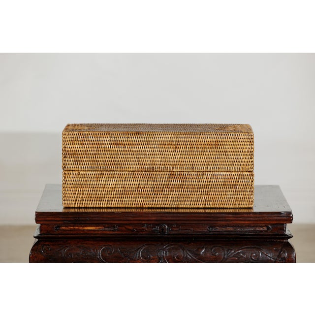 Long Rectangular Woven Rattan Lidded Box for Decorative Storage in Country Style For Sale - Image 18 of 18