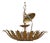 1950s Spanish Gilt Metal Leaf Light Fixture with Frosted Glass For Sale
