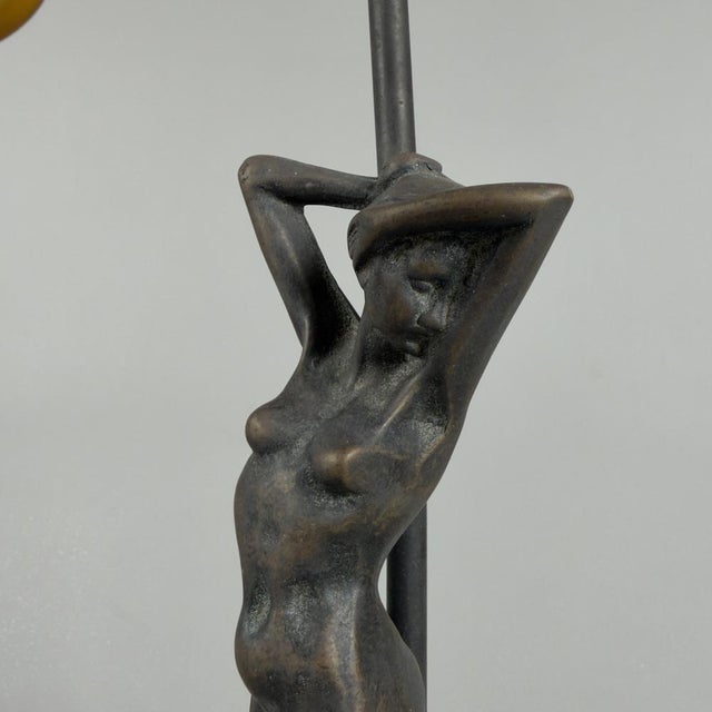 Black Art Nouveau Table Lamp in Bronze For Sale - Image 8 of 13