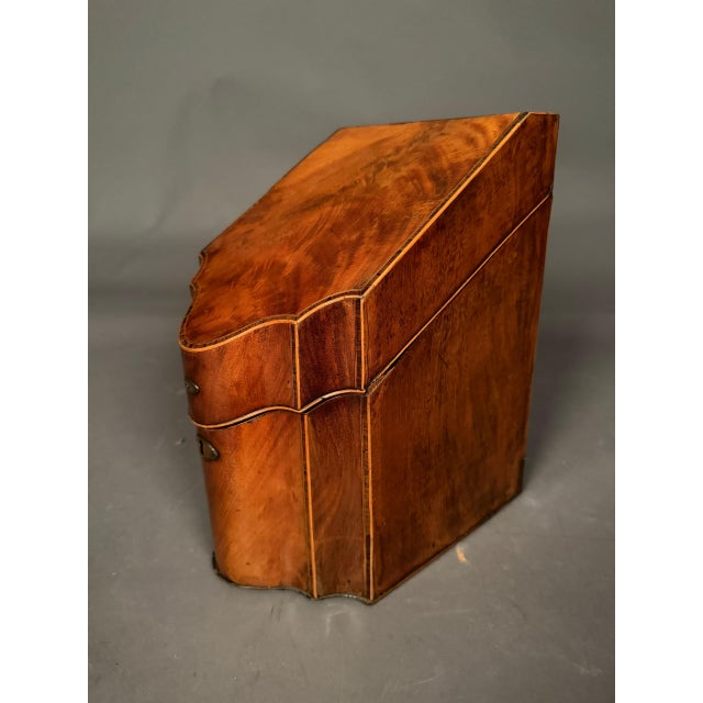 18th Century English Mahogany Knife or Cutlery Box With Satinwood, Rosewood & Silver Inlay, Circa 1780 For Sale - Image 14 of 15