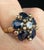 Late 20th Century 14k Yellow Gold, Blue Sapphire and Diamond Flower Cluster Ring With Arthritic Shank., Size 6.25 to 7 For Sale - Image 5 of 9