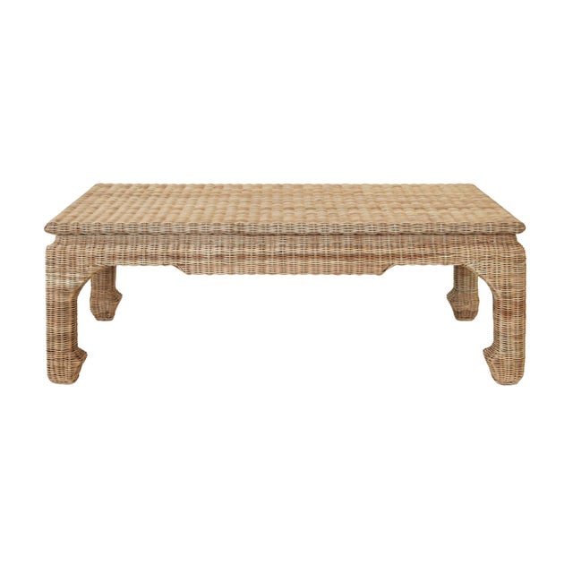 Tan Matthew Izzo Home Guinevere Natural Woven Rattan Ming Style Coffee Table For Sale - Image 8 of 8