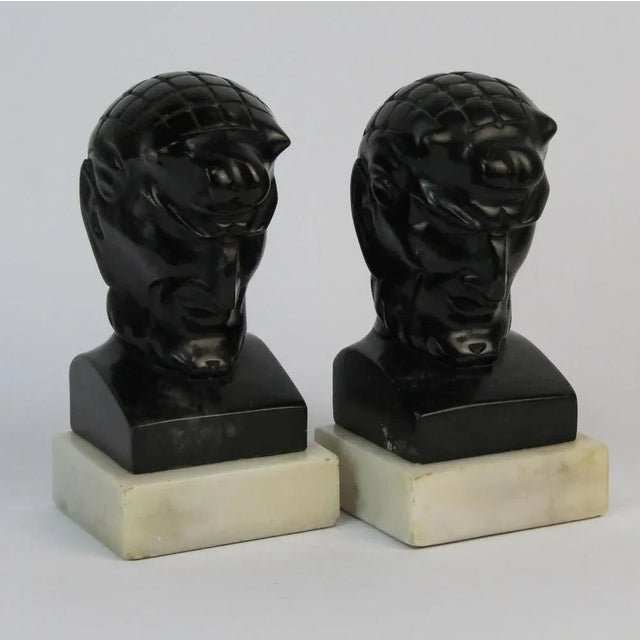 Art Deco Bookends in Black Marble, Belgium, Set of 2 For Sale - Image 4 of 6