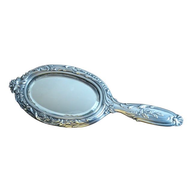 Silver Hand Mirror, 1890s For Sale