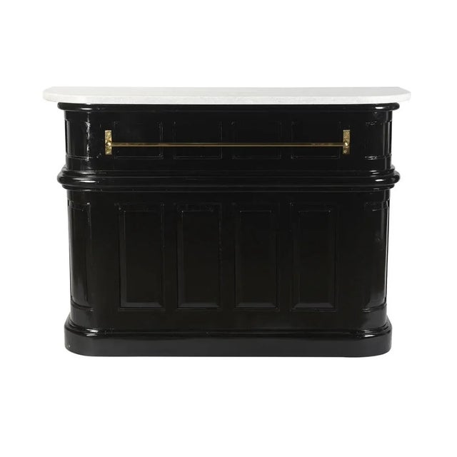 Matthew Izzo Home Art Deco Black Lacquer and Marble Bar Table For Sale In New York - Image 6 of 6