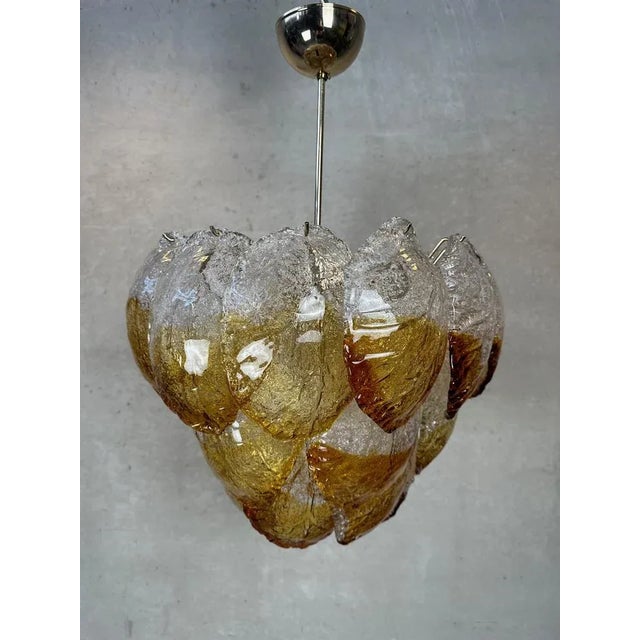 Vintage Murano Frozen Leaves Chandelier in Bicolor For Sale - Image 13 of 13