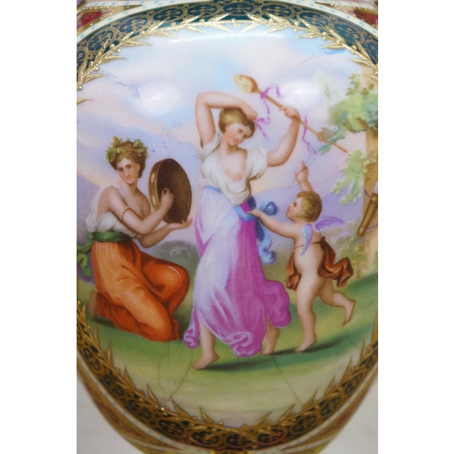 Antique Austrian Royal Vienna Beehive Classical Mantel Vase Trophy Urn 14" For Sale - Image 6 of 16