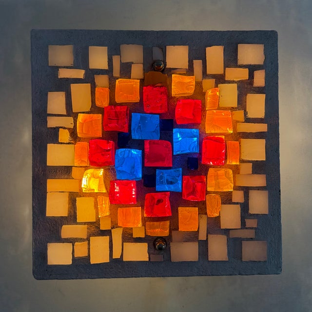 Mid-Century Modern Brutalist Wall Lamp Glass in Resin, Germany, 1970s, Set of 2 For Sale - Image 3 of 18