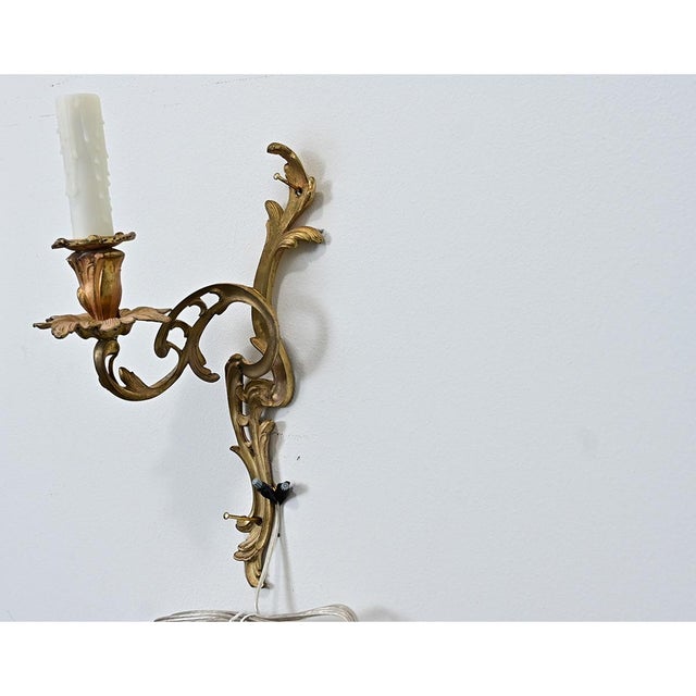 Early 20th Century French Set of Four Louis XV Style Bronze Wall Sconces For Sale - Image 13 of 13