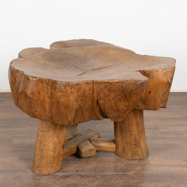 Rustic Slab Wood Round Coffee Table, China Circa 1890 For Sale - Image 9 of 9
