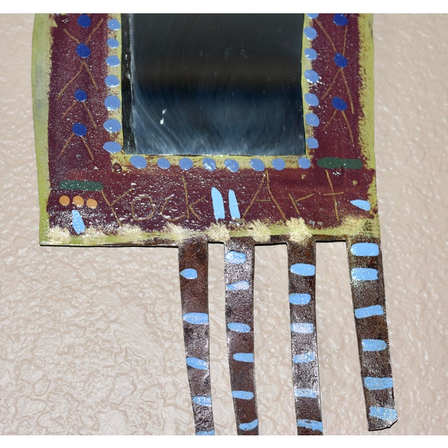 1990s Primitive Twig Bill & Marcia Finks Signed Whimsical Metal Wall Decor Folk Art "East Wind” For Sale In Palm Springs - Image 6 of 8