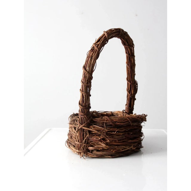 Farmhouse Vintage Rustic Twig Basket For Sale - Image 3 of 12