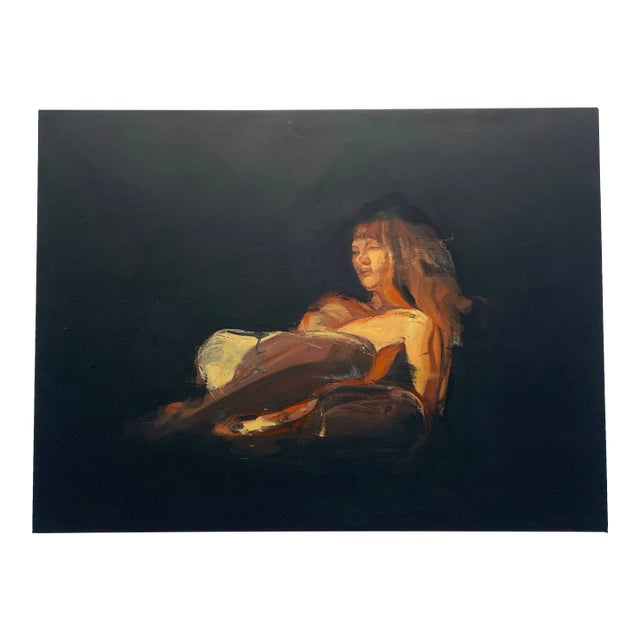 Expressionist Nude Figure in Dark Original Oil Painting For Sale