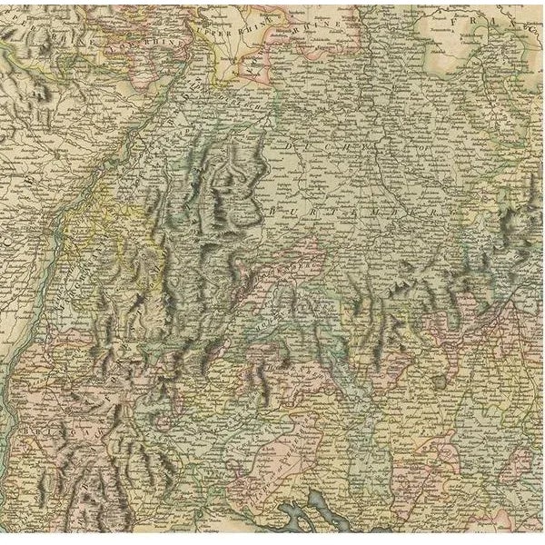 Antique Map of the Swabia Region of Germany by Cary, 1811 For Sale - Image 3 of 5