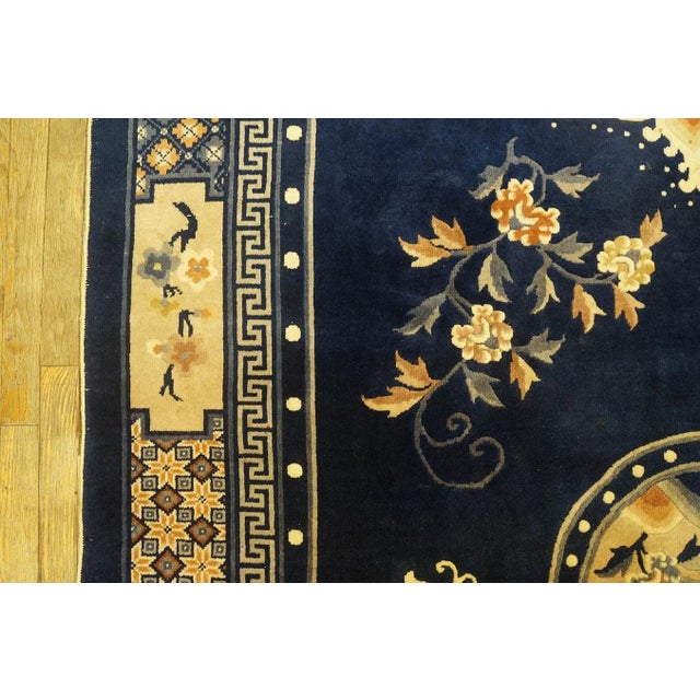 Navy Blue 1920s Chinese Peking Carpet For Sale - Image 8 of 12