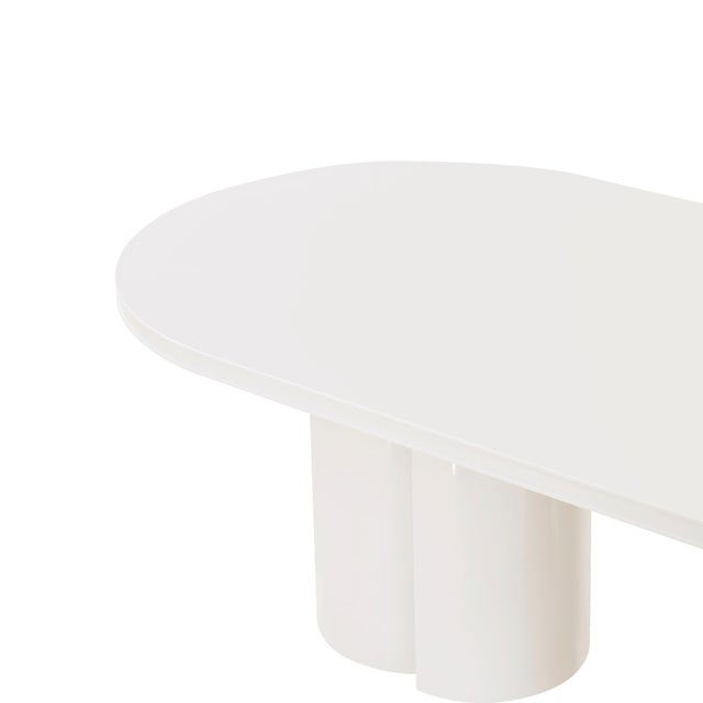 Wood Elora White Lacquer Oval Dining Table For Sale - Image 7 of 10