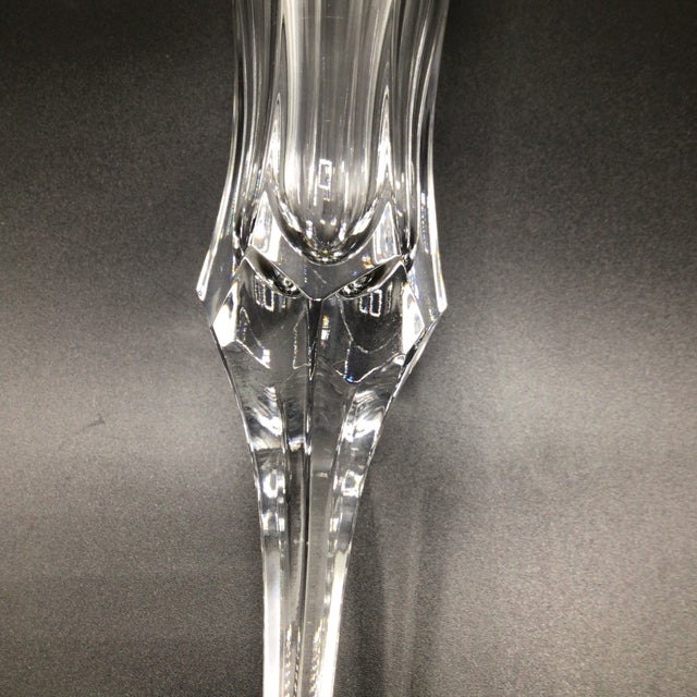 Pair of Very Tall Bohemia Crystal Art Glass Champagne Flutes With Original Box For Sale - Image 12 of 13