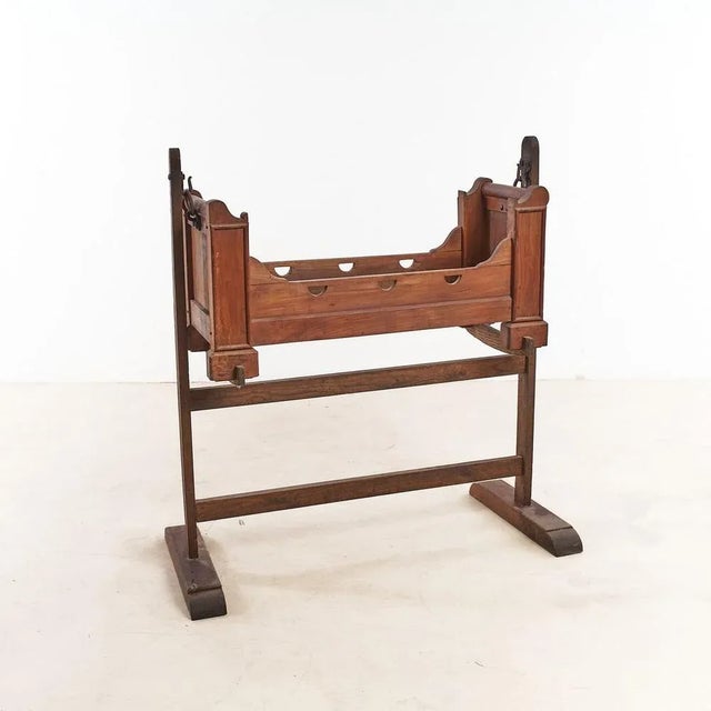 Brown Antique Wooden Cradle, 1800s For Sale - Image 8 of 8