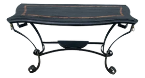 Vintage Hand Wrought Iron Marble Topped Console After Maitland Smith