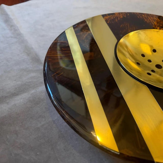 1970s Dior Home Style Mid-Century Modern Faux Tortoiseshell Lucite Centerpiece For Sale - Image 14 of 14