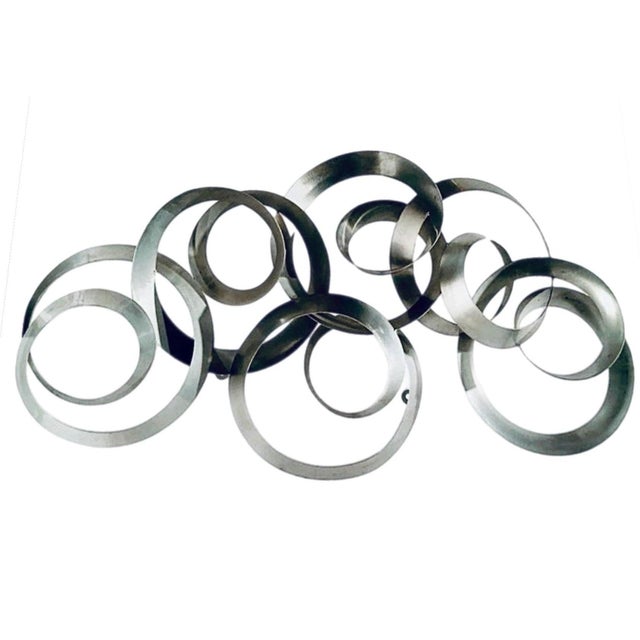 1970s Curtis Jere Artisan House Brushed Aluminum "Continuity" 3 Dimensional Circles Abstract Art Wall Sculpture For Sale - Image 11 of 11
