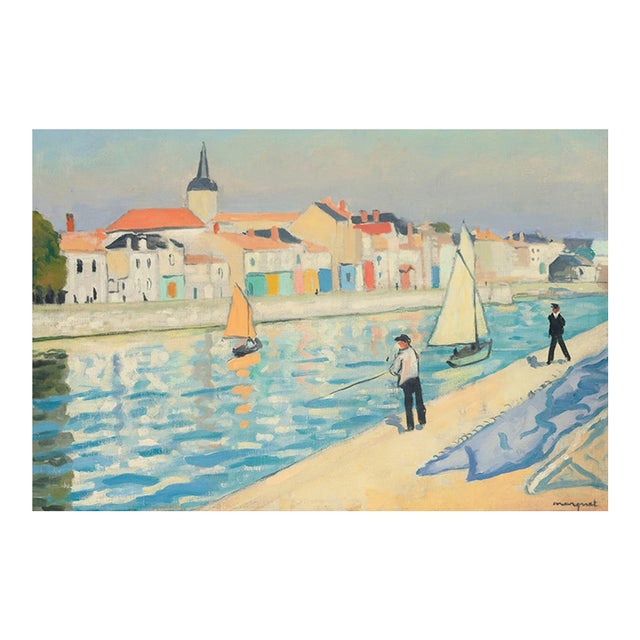 Vintage Coastal Art Print – French Harbor Fishermen by Albert Marquet, 12" X 8" For Sale