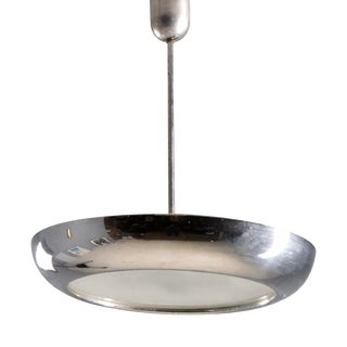 Chromed Pendant Chandelier by Josef Hůrka for NAPAKO, Czechoslovakia, 1940s For Sale