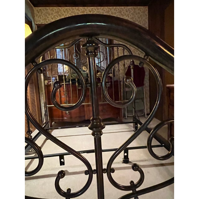 Late 20th Century Vintage Traditional Queen Size Solid Brass Bed Frame With Detailed Spindles For Sale - Image 5 of 12