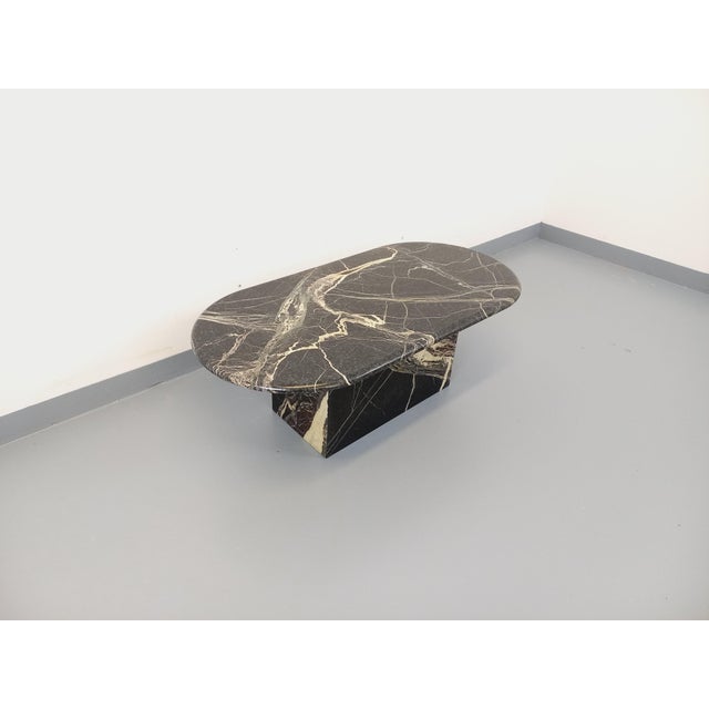 Vintage Oval Coffee Table in Black Marble, 1970s For Sale - Image 11 of 15
