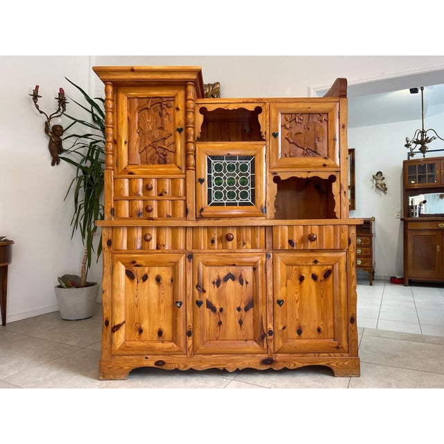 Swiss Pine Sideboard with Leaded Glass For Sale - Image 13 of 13