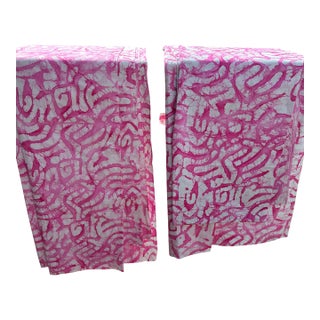 2 Separate Pieces of Pink and White “Batik” Printed Fabric For Sale
