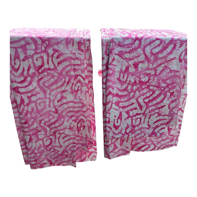 2 Separate Pieces of Pink and White “Batik” Printed Fabric For Sale