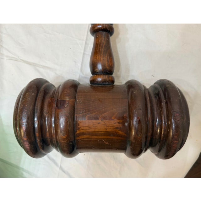 Huge Vintage Handmade Carved Turned Wooden Solid Wood Judge Auction Gavel Large For Sale - Image 10 of 11