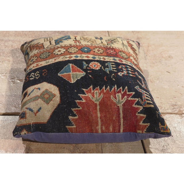 Textile Vintage Caucasian Rug Pillow, 01'01 X 01'06 For Sale - Image 7 of 9