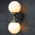 Vintage Double Sconce Wall Lamp in Cast Iron, Opaline Glass and Brass For Sale - Image 6 of 10