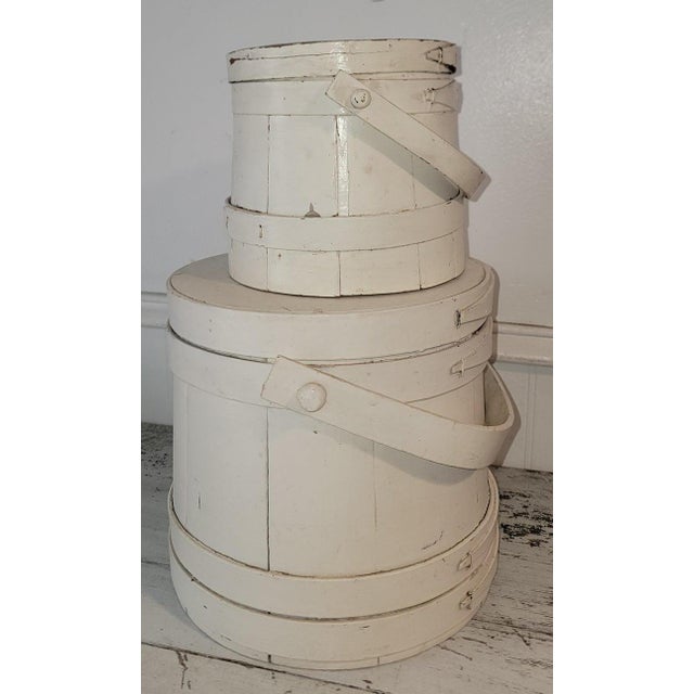 Late 19th Century Pair of Late 19th Century Original White Painted Furkins For Sale - Image 5 of 9