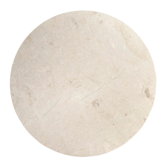 Danielle 38 in. W Round Marble and Wood Pedestal Coffee Table, Washed Black For Sale In Chicago - Image 6 of 7