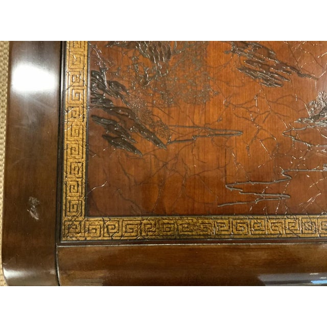 Vintage Drexel Heritage Chinoiserie Cherry and Leather Inlay Extension Dining Table For Sale - Image 9 of 13