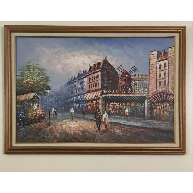 1970s Moulin Rouge Oil Painting For Sale - Image 6 of 6