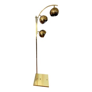 Vintage Brass Arc Floor Lamp For Sale