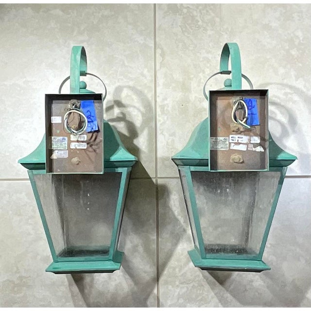 1970s Pair of Vintage Solid Brass Wall Lanterns - Timeless Elegance for Your Home For Sale - Image 5 of 15