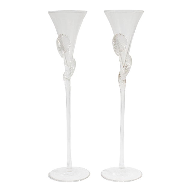 “Paradiso” Pair of Champagne Flutes by Arlon Bayliss for Rosenthal For Sale