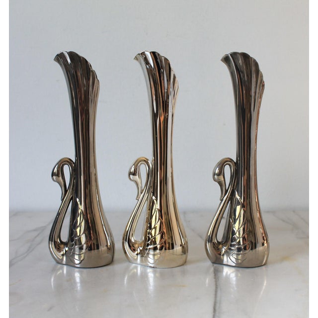 Vintage Silver-Tone Swan Bud Vases S/3 For Sale In Milwaukee - Image 6 of 12